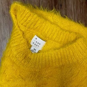 XS a new day. Goldenrod Fuzzy Sweater